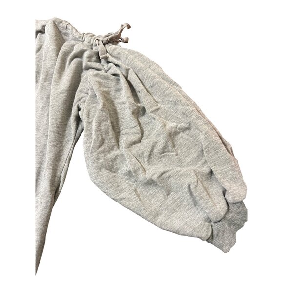 Gray Cupio Ruched Sleeve Pullover Lightweight Sweatshirt Ties on Sleeves Sz M - Picture 3 of 4